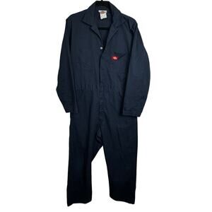 Dickies Navy Blue Coveralls Size 38-40 Mechanic Unlined American Workwear Zip Up